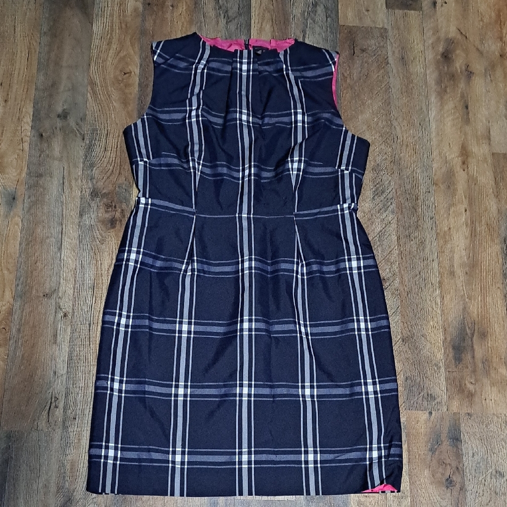 Madison Dress Size 14 Striped Navy Blue/white/grey Pink Underlay